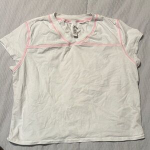 Skims Cotton Jersey Tee
White T-Shirt with Pink Stitching